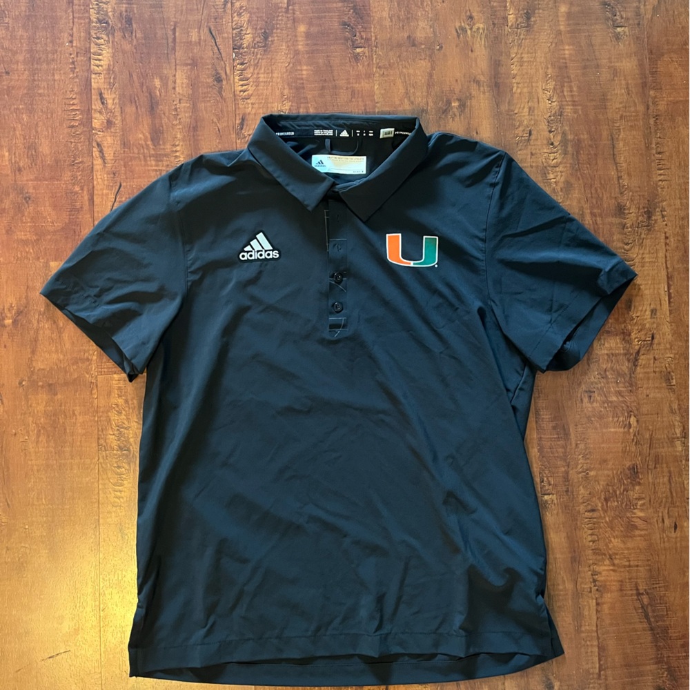 Adidas University of Miami Exclusive Polo. Black. Size Medium